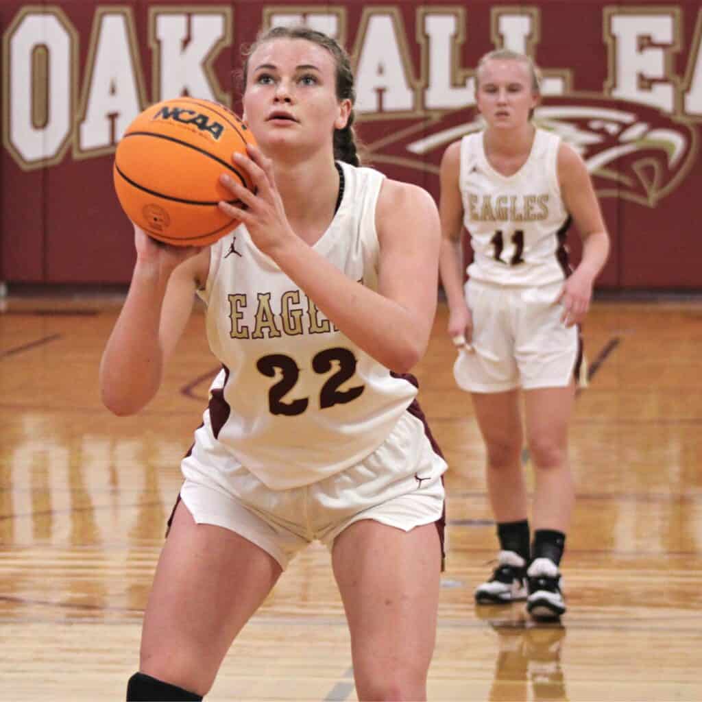 Oak Hall's Bella Dyrkolbotn scored a game-high 21 points in the Eagles' Class 2A-Region 1 Quarterfinal home loss to North Florida Educational Institute (Jacksonville) on Thursday.