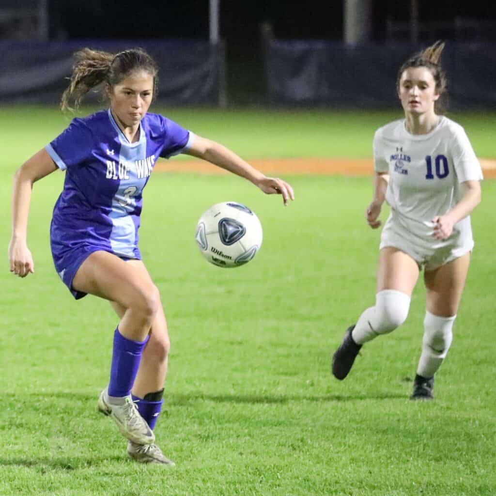 _P.K. Yonge's Elliot Pancoast receives a pass against Bolles in the Region 1-3A final game on Tuesday.