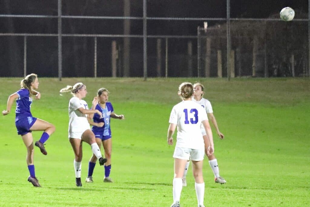 P.K. Yonge's Emma Mansfield kicks the opening goal of the game for a 1-0 lead against Bolles in the Region 1-3A final game on Tuesday.