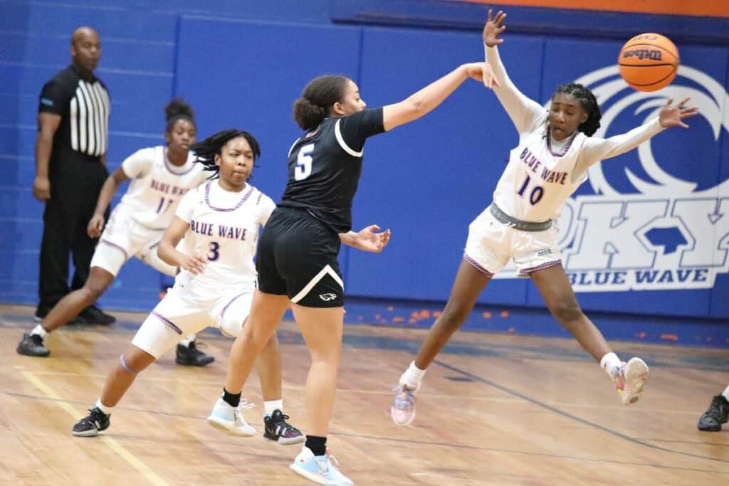 P.K. Yonge's Montinique Williams attempts to steal the ball against Master's Academy in the Region 1-3A semifinals game on Tuesday.