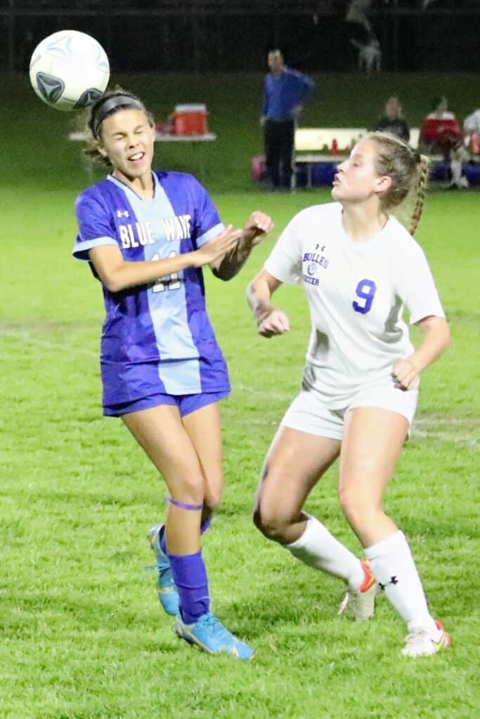 P.K. Yonge's Paulina Cervantes with a header against Bolles in the Region 1-3A final game on Tuesday.