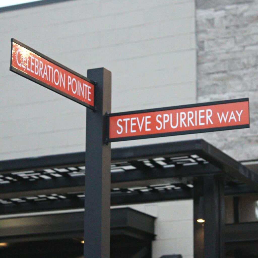 The Steve Spurrier Way sign unveiling was held at Celebration Pointe on Friday.
