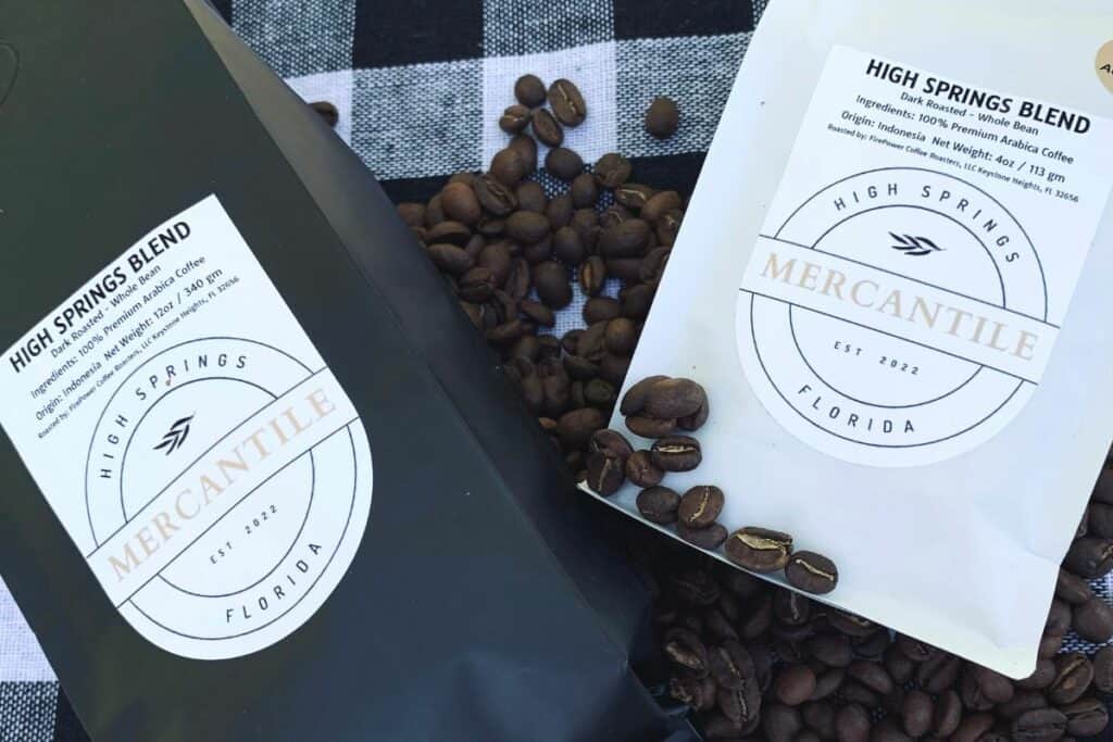 The store offers High Springs Blend coffee roasted in Keystone Heights.