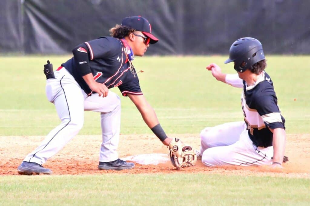 Buchholz's Kyle Brewer steals second base in the bottom of the second inning against Bishop Kenny on Tuesday.