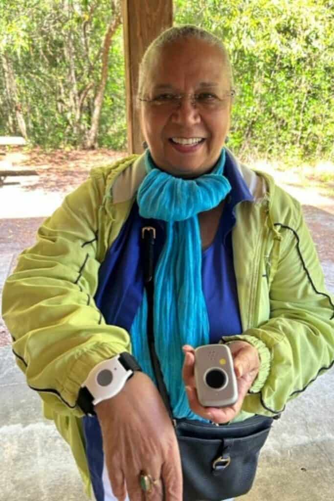 Haydee Britton of Santa Fe College shows off her smart devices that she never leaves home without.