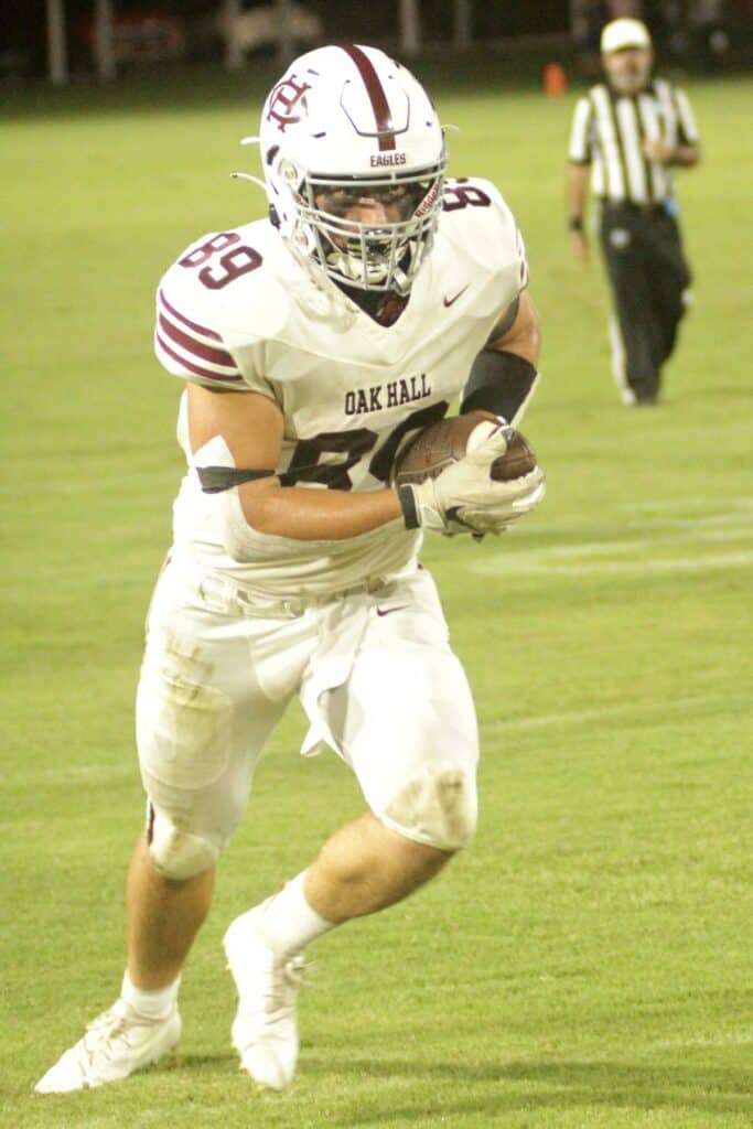 Oak Hall's Dylan Provencher played tight end and defensive end for the Eagles.