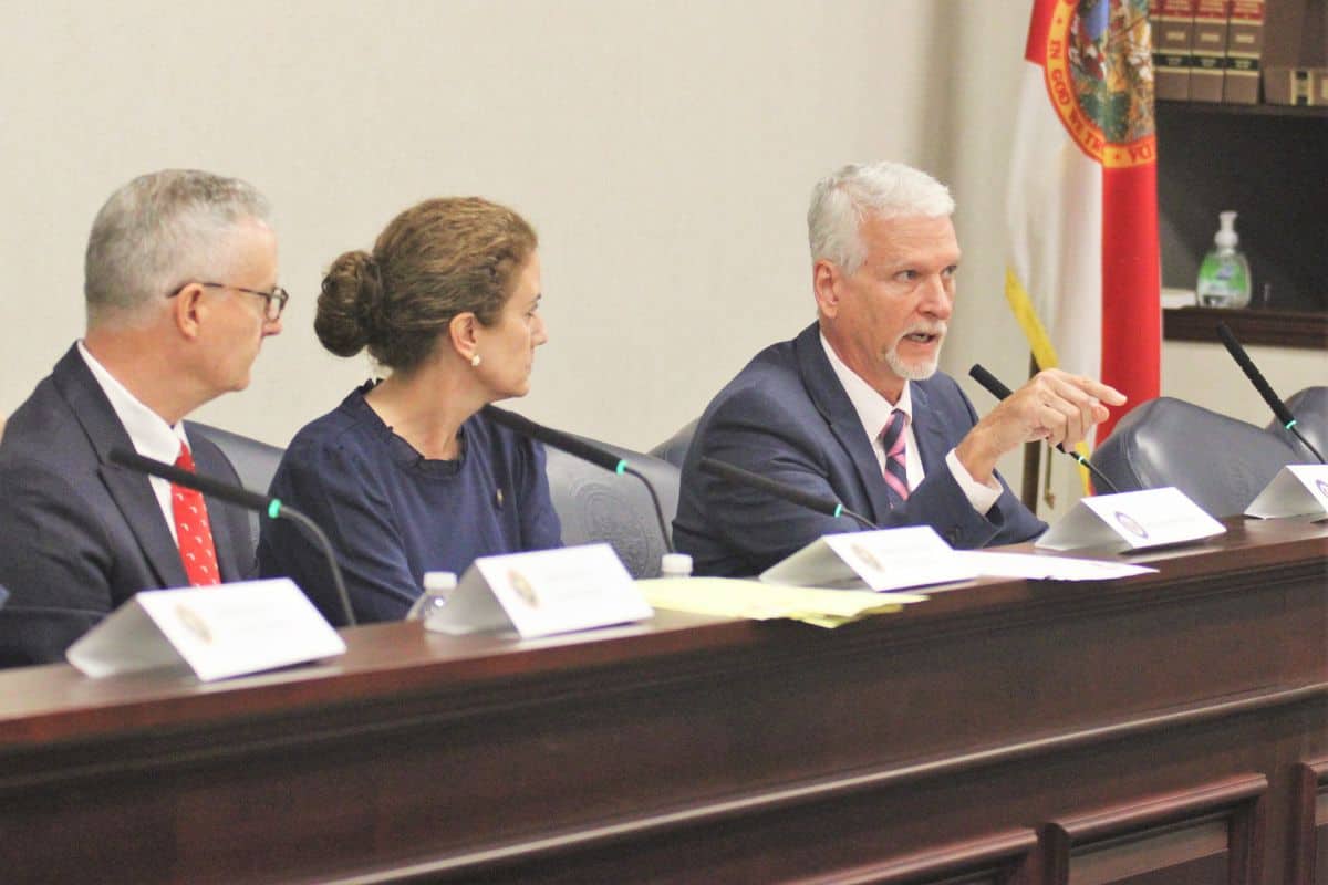 State Sen. Keith Perry speaks during the delegation meeting on Friday.