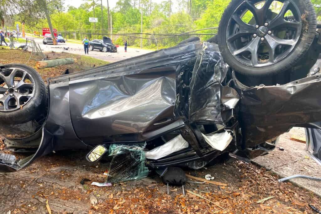 Two people were injured in a high-speed collision on E. University Avenue and SE 43rd Street on Sunday.