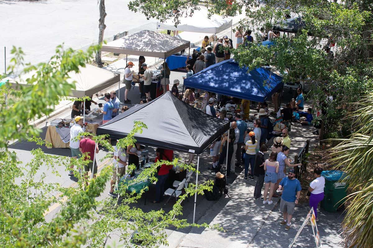 A view from the Southwest Downtown Garage of the food portion of the festival.