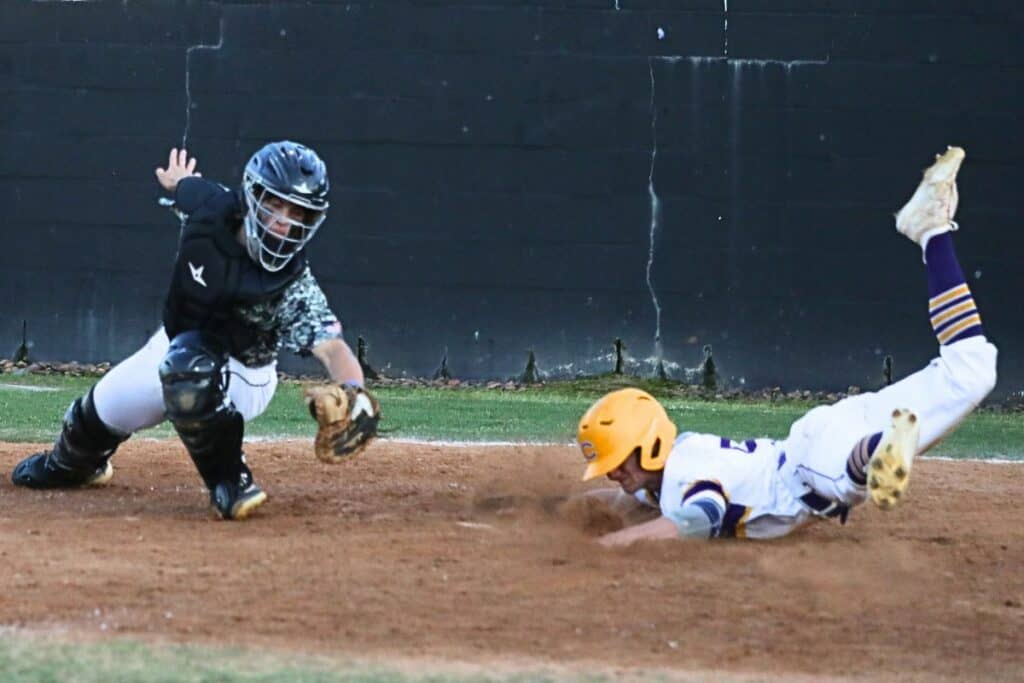 Columbia's Matt Dumas scored the Tigers' first run in the bottom of the first inning against visiting Buchholz on Tuesday.