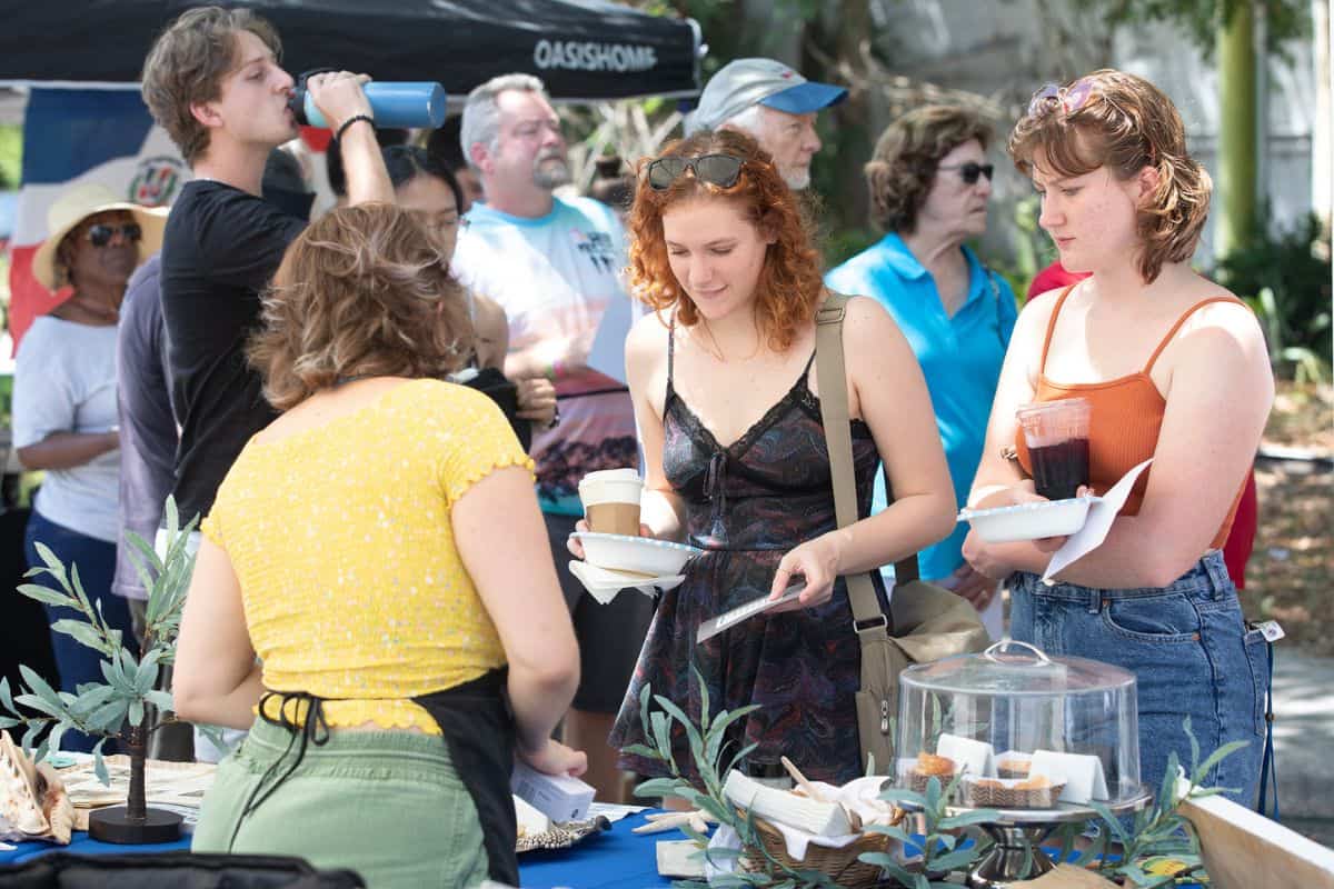 Festival goers sample Greek food from Magdelina's Kouzina.