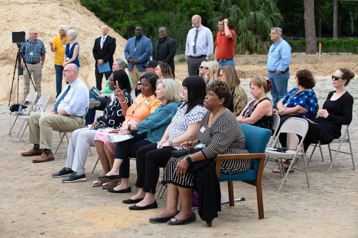Local dignitaries attended Monday's Westwood Middle School Wall-Raising event.