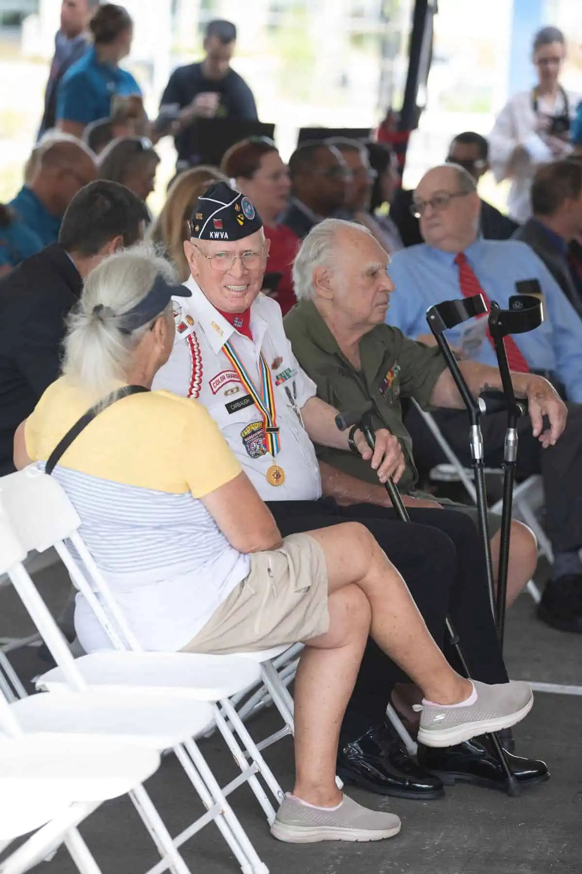Veterans and service members in attendance at Friday's VA medical facilities dedication ceremony.