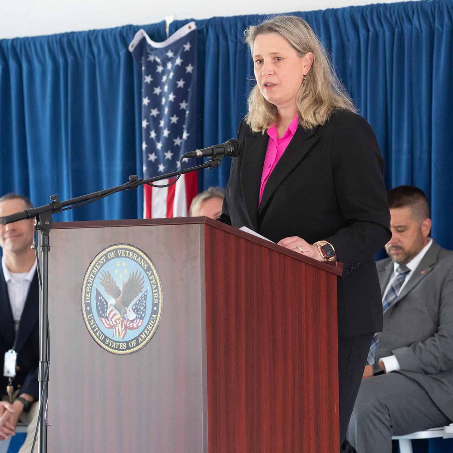 Wende Dottor, interim health system director, speaks at the VA medical facilities dedication ceremony on Friday.