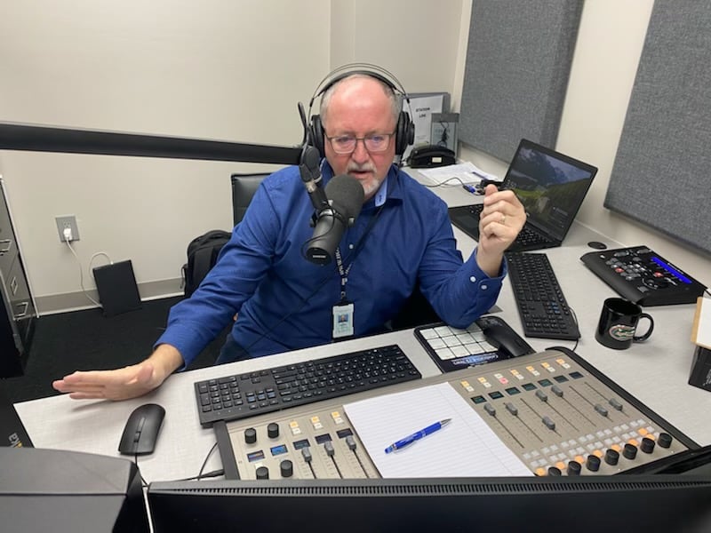 Mike Gilland in the Shepherd Radio Network studios.