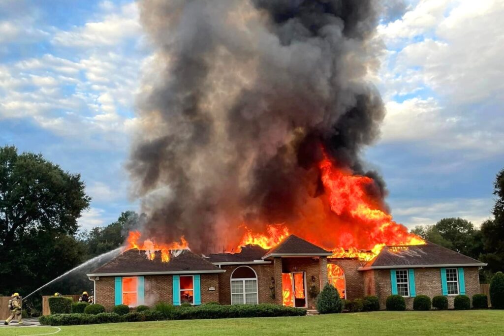 A fire destroyed a residential home on Tuesday morning.