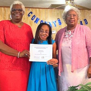 From left Dr. Sally K. Williams, Ci’ara Jenkins, Chief Rosa Rutledge