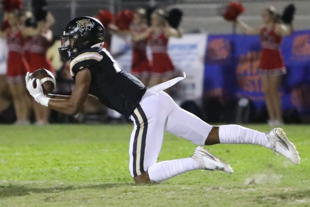 Buchholz's Justin Williams lays out for a deep first quarter pass against Creekside on Friday.