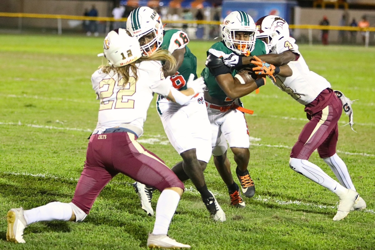 Eastside's Daijon Johnson with a first quarter catch against North Marion on Thursday.