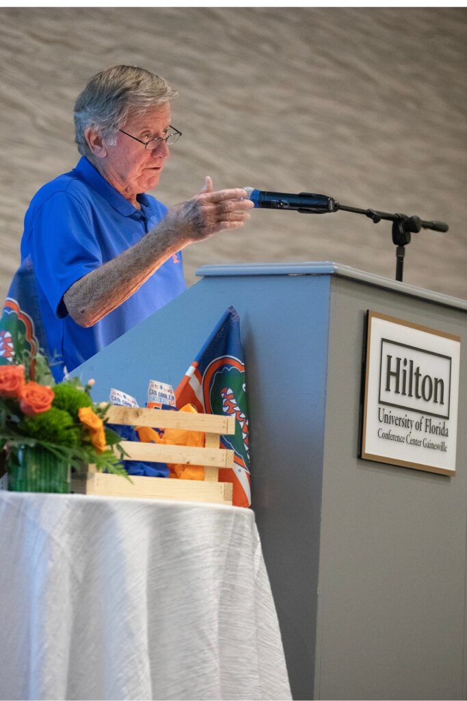 Former University of Florida head football coach Steve Spurrier delivers the event's keynote speech. Spurrier and his Gainesville restaurant, Spurrier's Gridiron Grille, donated $15,000 to Bread of the Mighty on Thursday.