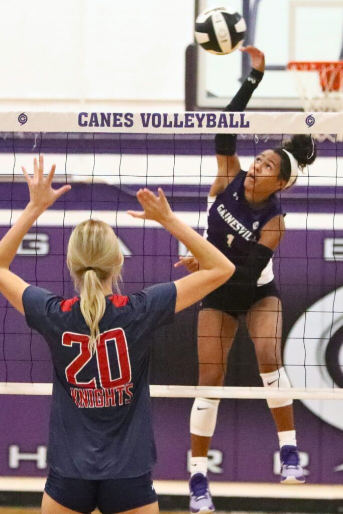 Gainesville's Meme Davis with a hit against Vanguard on Tuesday.