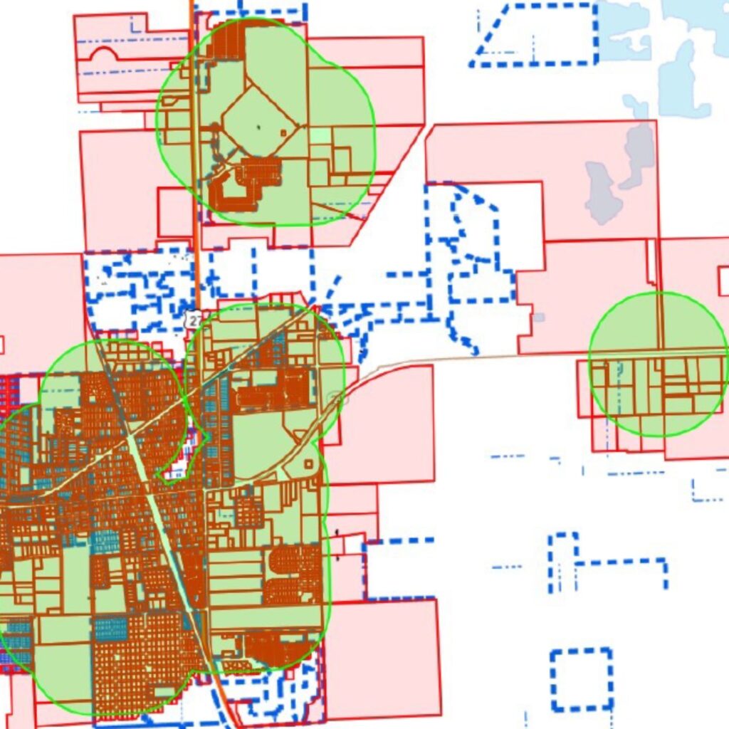 Newberry's existing code-specified 1,500-foot perimeters around protected areas.
