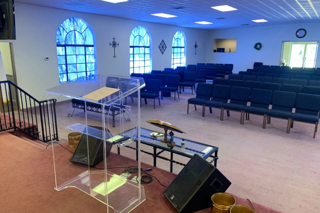 The sanctuary of High Springs Church of God.