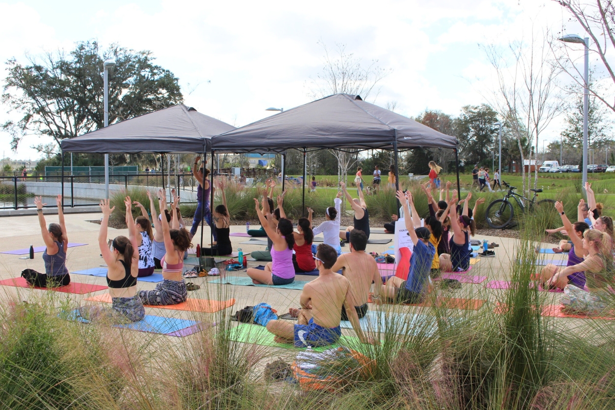 Yoga class at Depot Park in Gainesville. Yoga class at Depot Park in Gainesville.