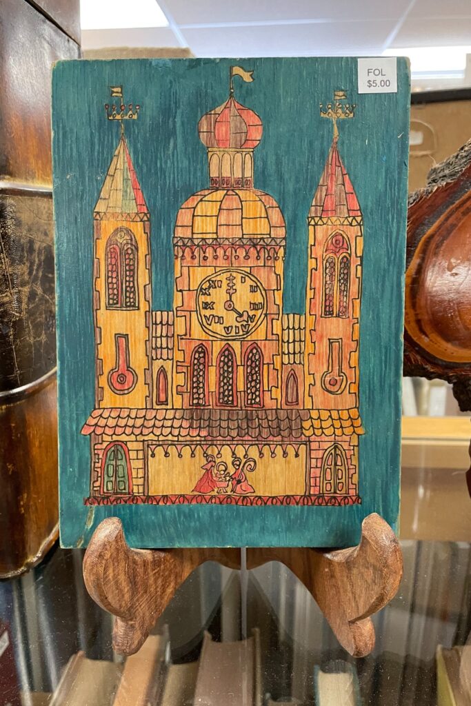 A painting being sold at the Friends of the Library fall book sale.