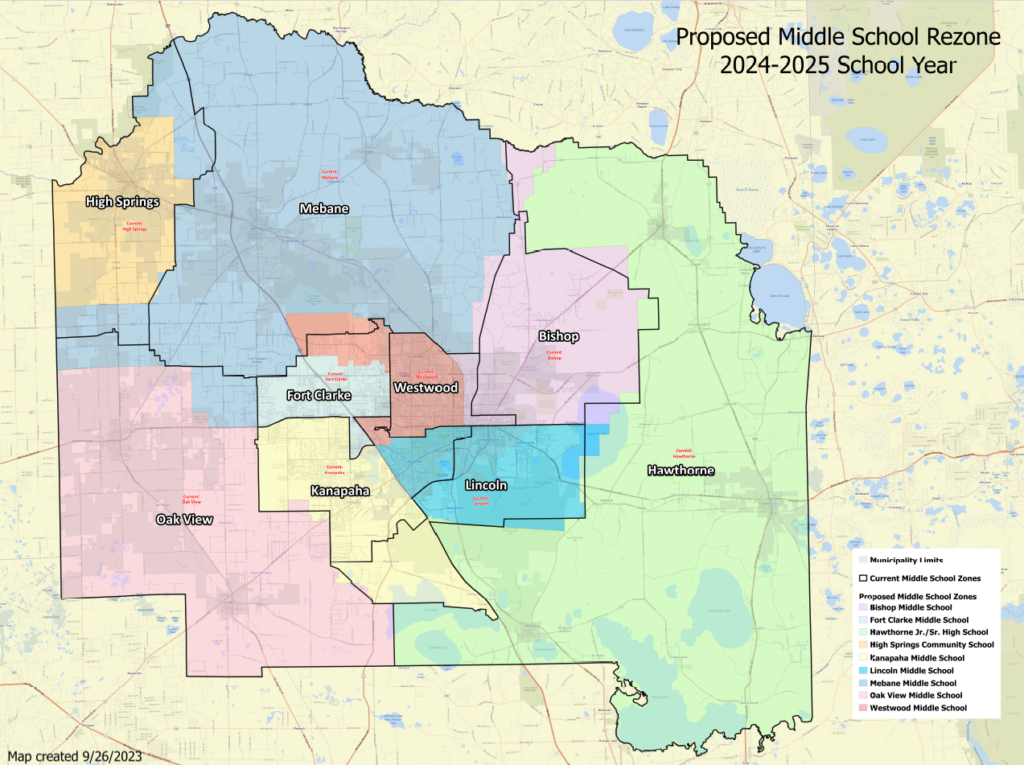ACPS proposed Middle School Rezone 2024-25 map 9-26-23