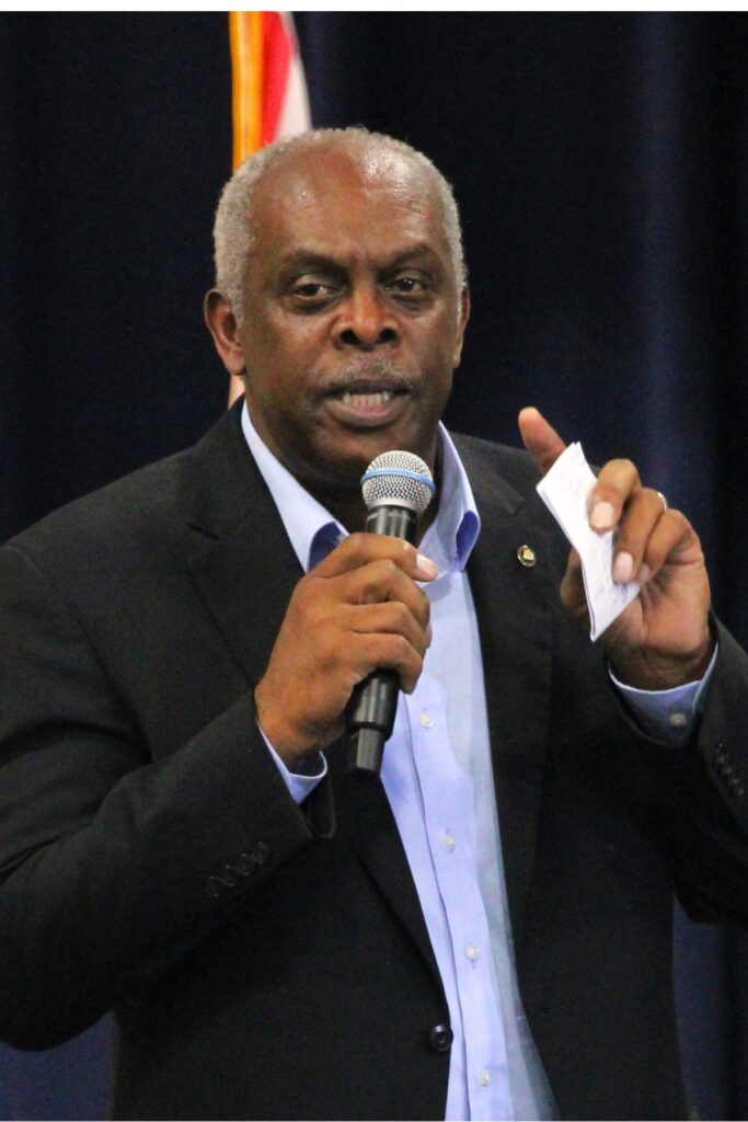 Alachua County Sheriff Emery Gainey speaks at Thursday's Ronald Reagan Black Tie and Blue Jeans BBQ.