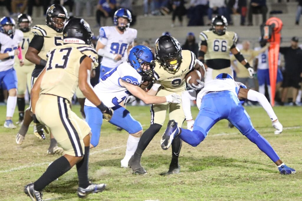 Buchholz's D.J. Hicks looks for an opening after a first quarter catch against Bartram Trail on Thursday.