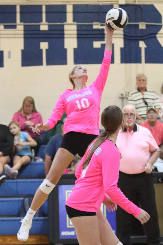 Chiefland's Claire Horne with a hit against Newberry on Monday.