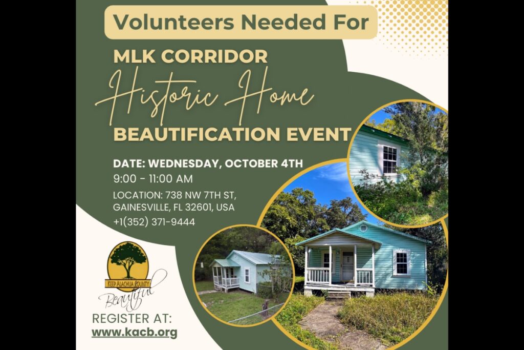 Keep Alachua County Beautiful will hold an MLK Corridor Beautification Event on Wednesday.