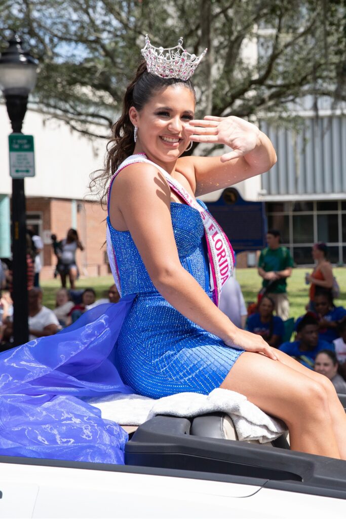 Miss Florida Juliette Valle in the UF Homecoming Parade on Friday.