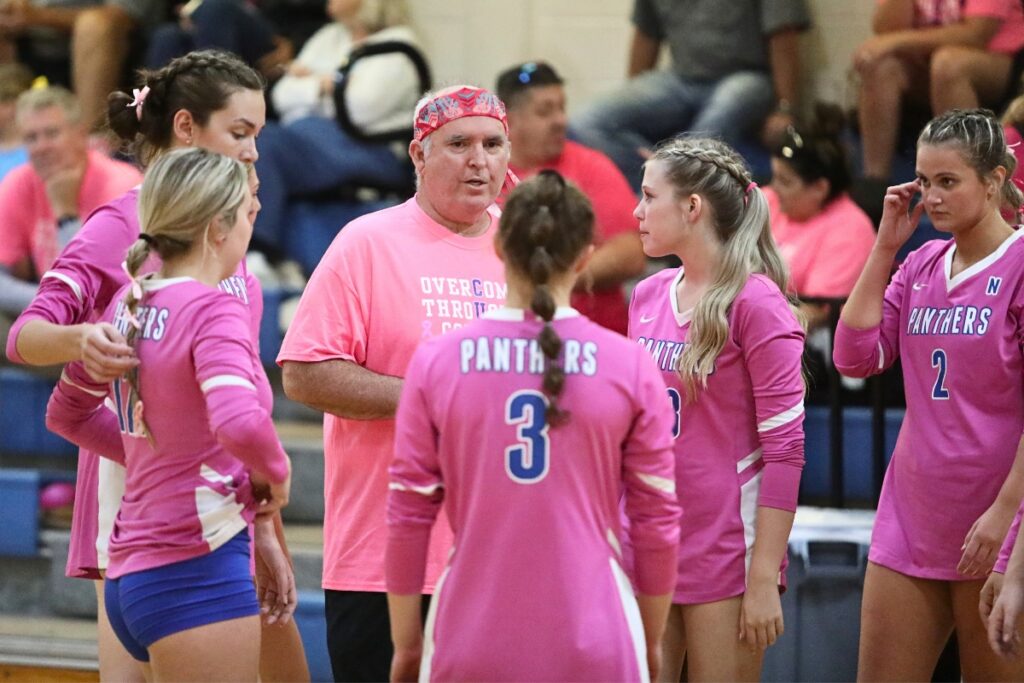 Newberry coach Hank Rone talks to his team during a timeout against Chiefland on Monday.