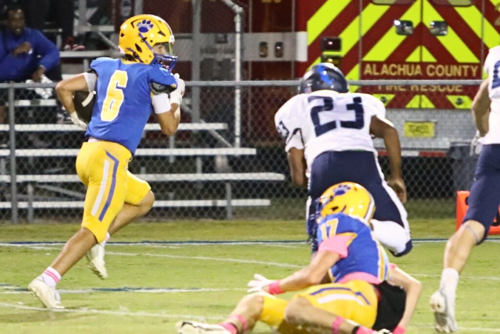 Newberry's David Schmidt with a second quarter touchdown reception against P.K. Yonge on Friday.