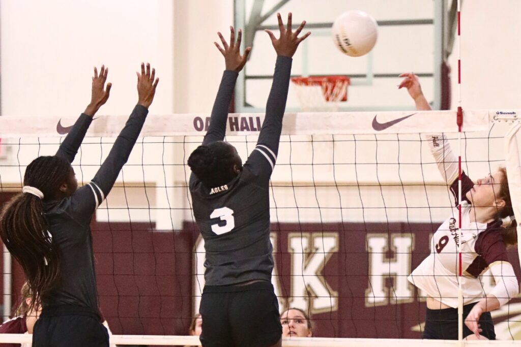 Oak Hall's Pene Moser with a hit against North Florida Christian on Tuesday.