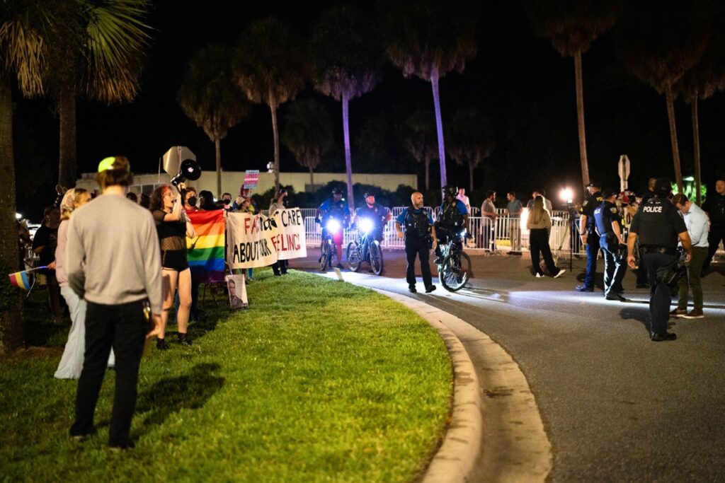 Police guarding the outside of the Phillips Center after Ben Shapiro his talk on Wednesday.