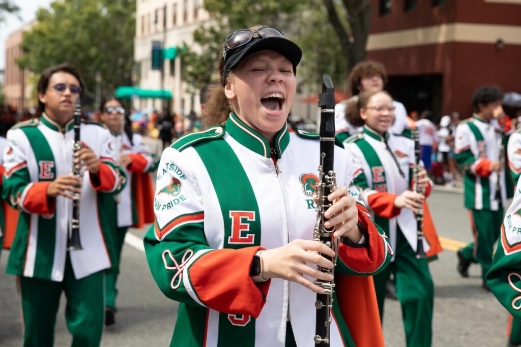 The Eastside High School marching band in the UF Homecoming Parade on Friday.