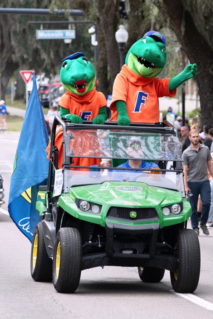 University of Florida mascots Alberta and Albert Gator in the UF Homecoming Parade on Friday.