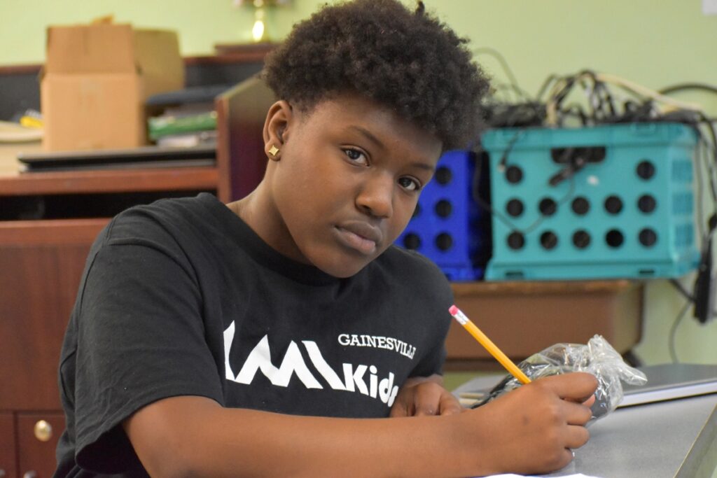 Ayajah Manuel works in class.