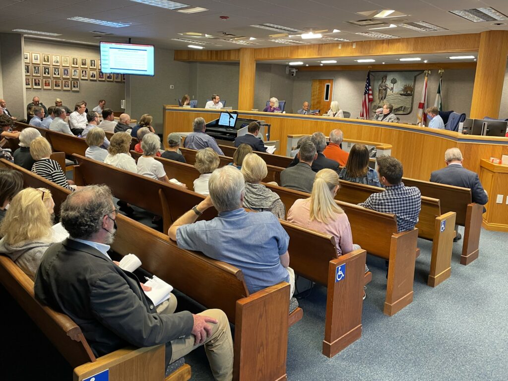 Community members gathered at a 2023 special meeting on the Hickory Sink property special area study.