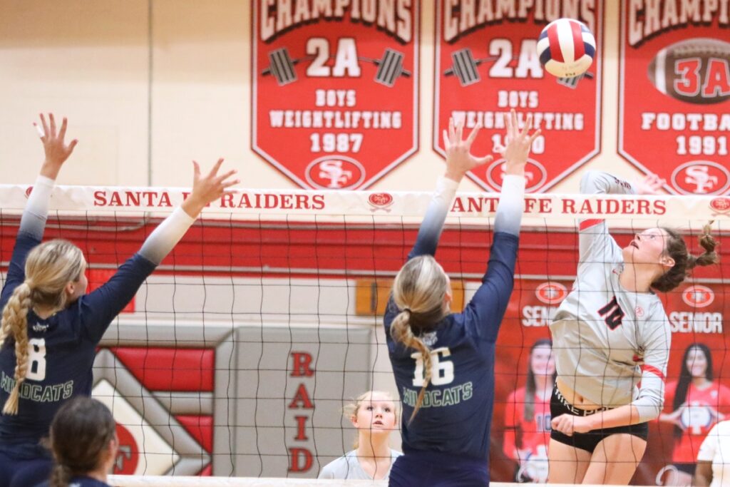 Santa Fe's Jordan Czaplewski led the Raiders had 40 kills in two state playoff games last week in helping the Raiders reach the regional final match.