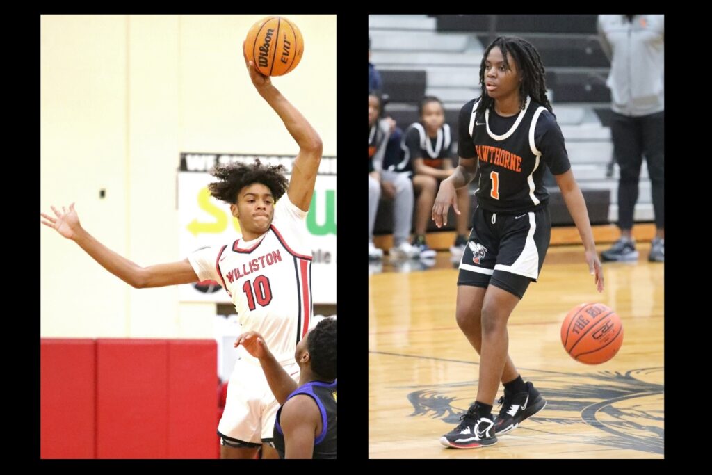 Williston's Kyler Lamb (left) and Hawthorne's De'Mya Adams look to lead their respective teams back to the Class 1A boys and girls state titles.