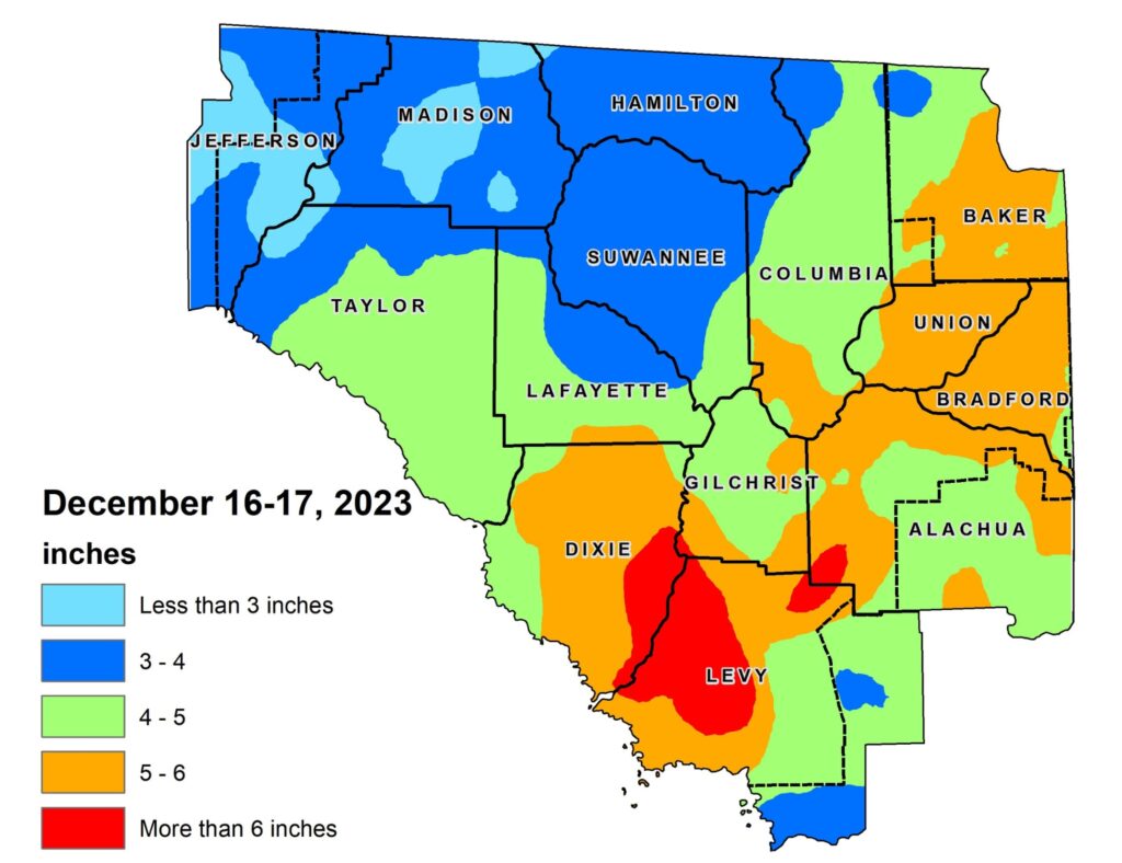 Dec. 16-17, 2023 rainfall map