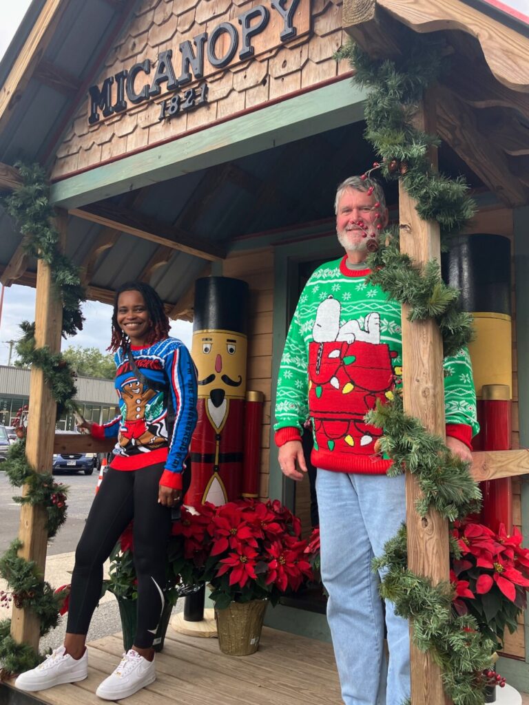 Micanopy Mayor Jiana Williams and Commissioner Ken Wessberg in A Very GNV Holiday Parade on Saturday.