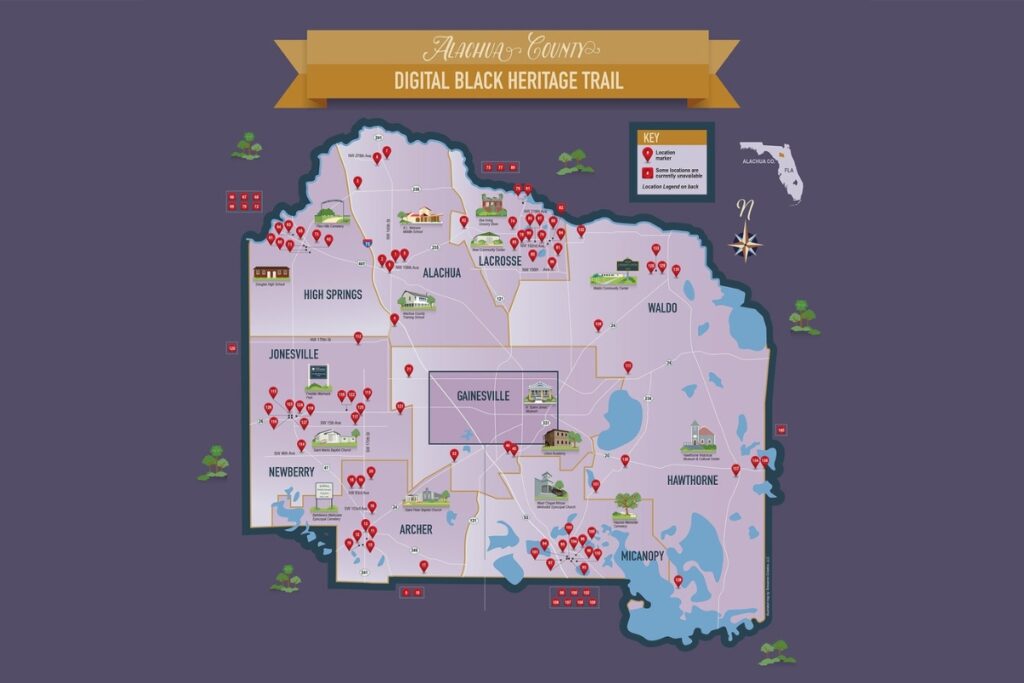 The Alachua County Digital Black Heritage Trail map and website features 140 significant sites.