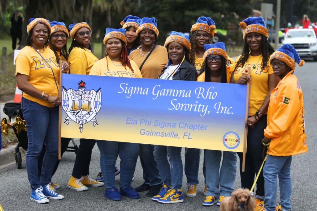 The Sigma Gamma Rho Sorority at A Very GNV Holiday Parade on Saturday.