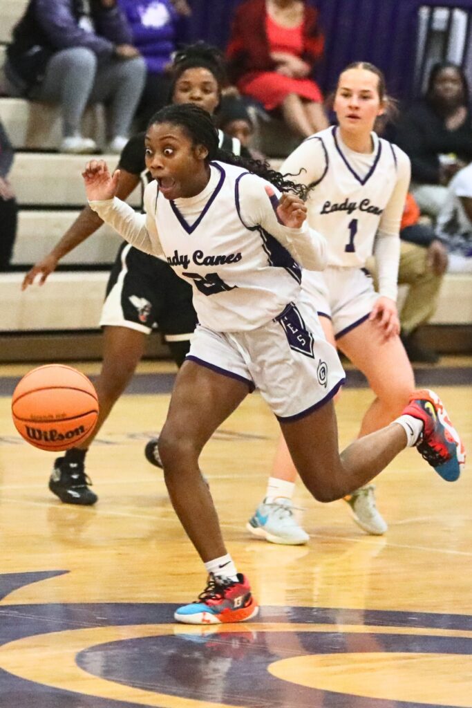 Gainesville's Jocelyn Wallace watches as the ball goes across midcourt leading to an over-and-back violation against Hawthorne.